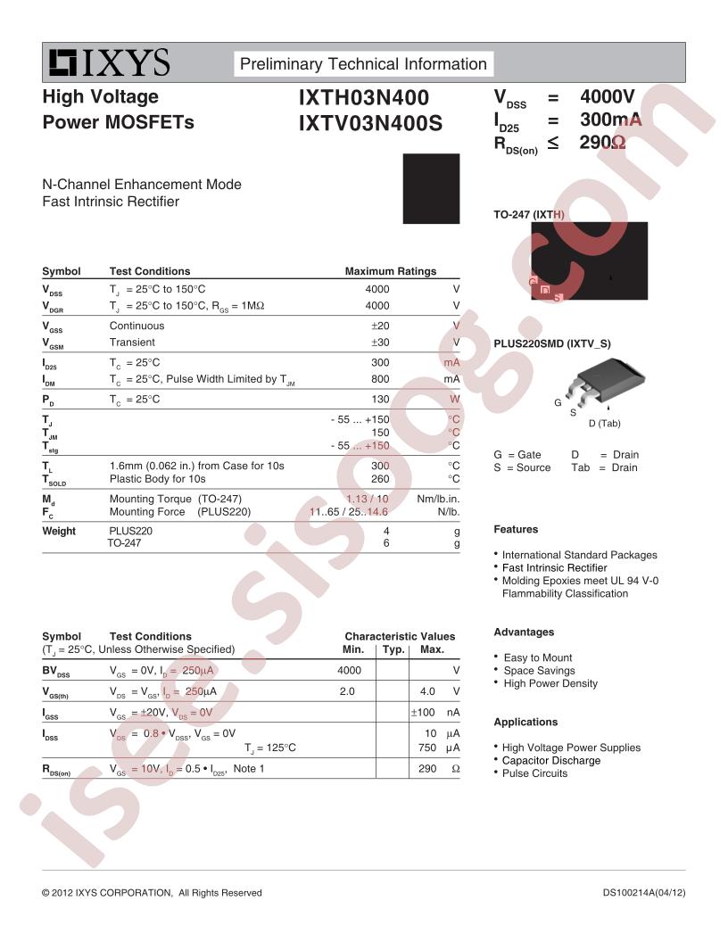 IXTV03N400(S)