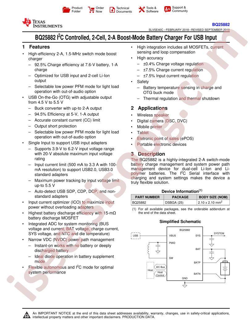 BQ25882 Datasheet
