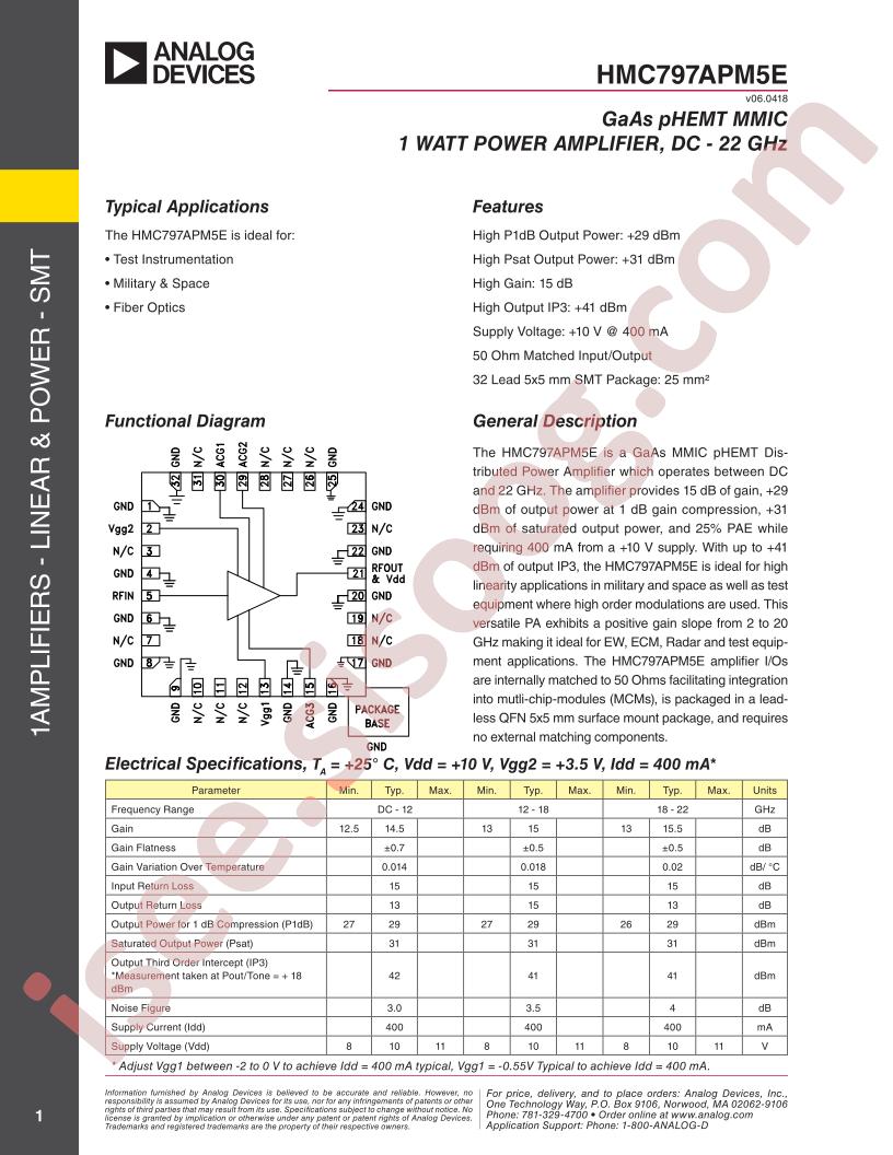 HMC797APM5E Preliminary~