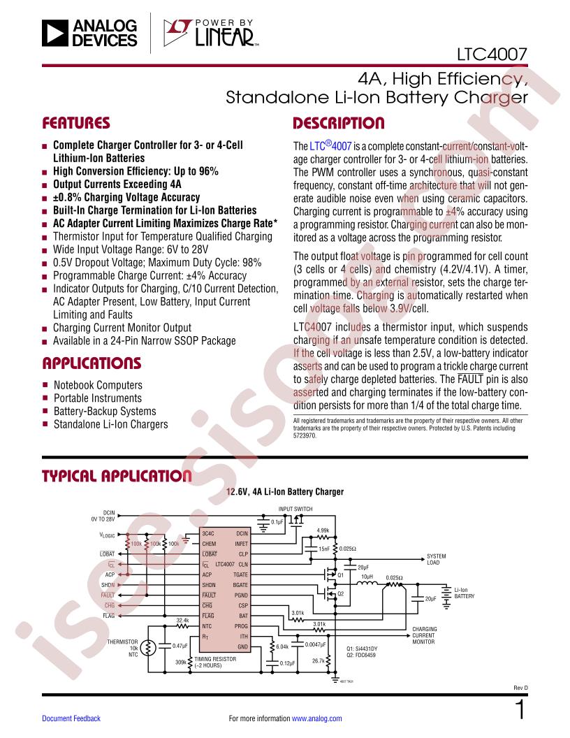 LTC4007 Datasheet