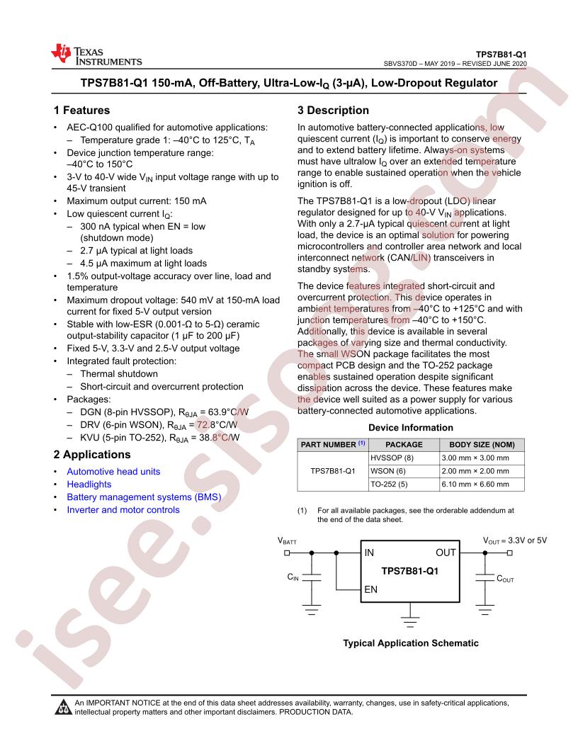 TPS7B81-Q1 Datasheet