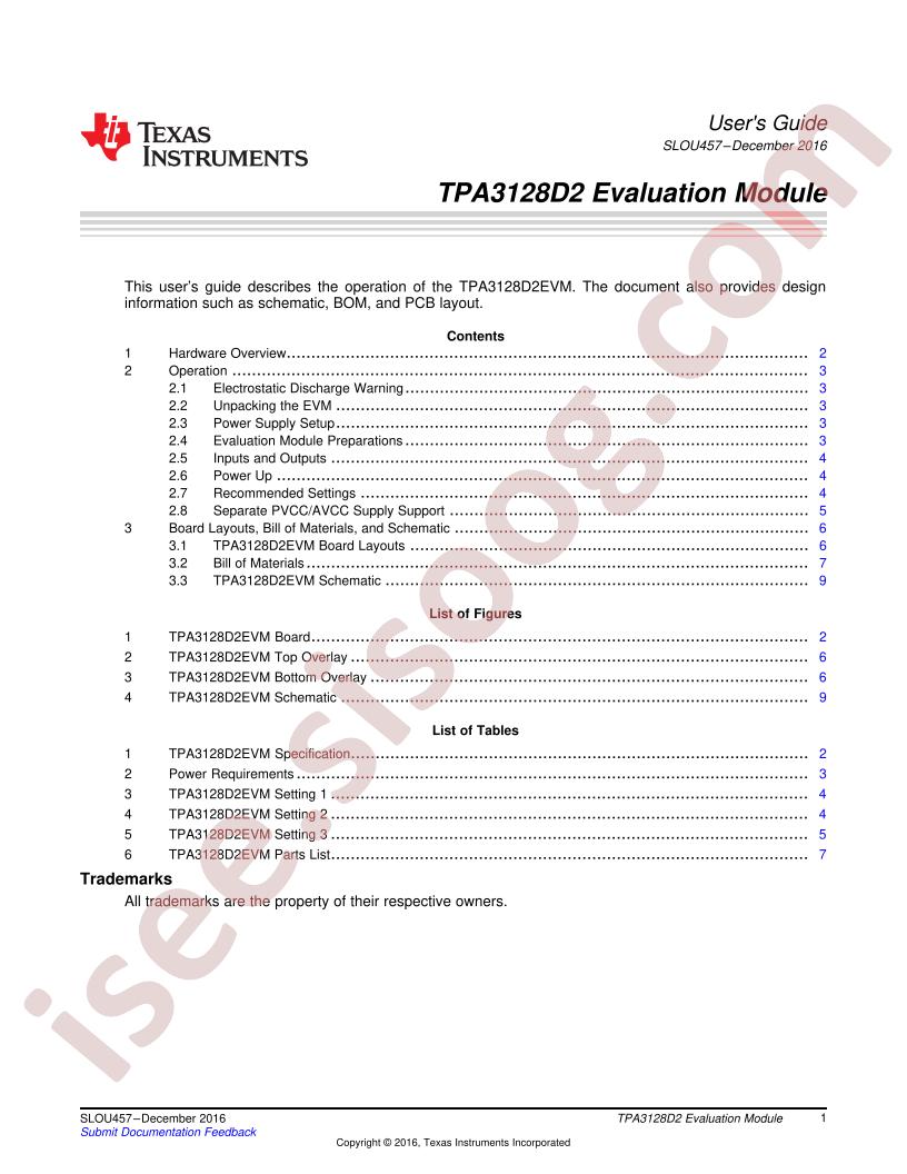 TPA3128D2EVM User's Guide