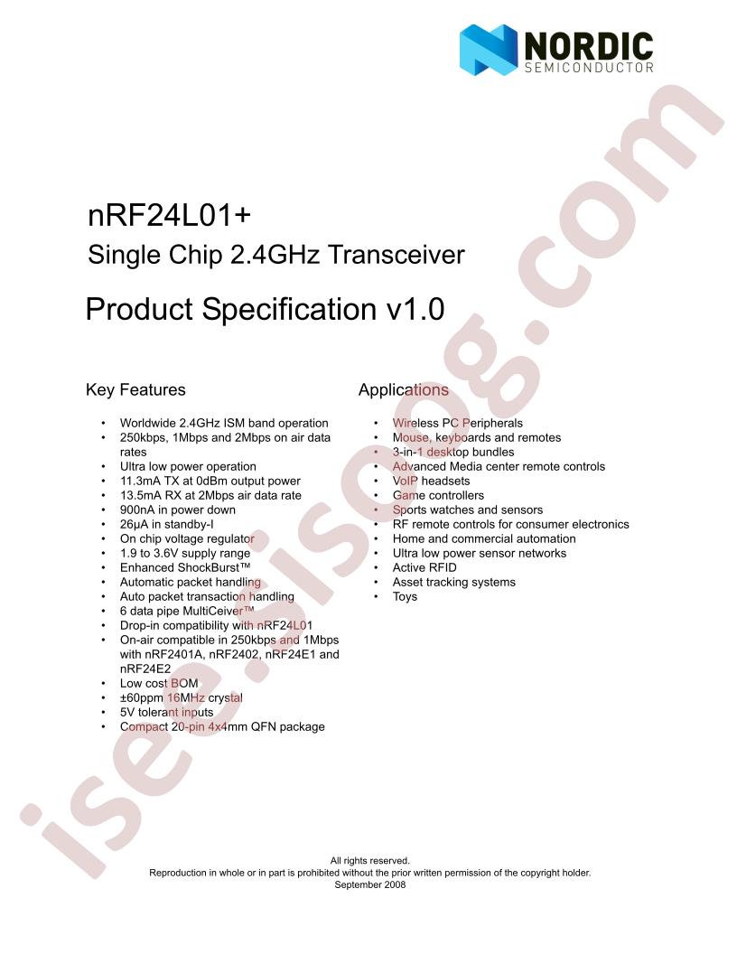 NRF24L01+ Specification