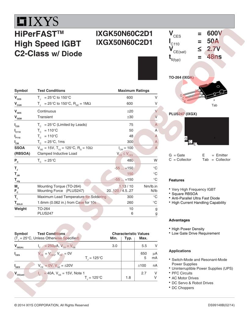 IXG(K,X)50N60C2D1