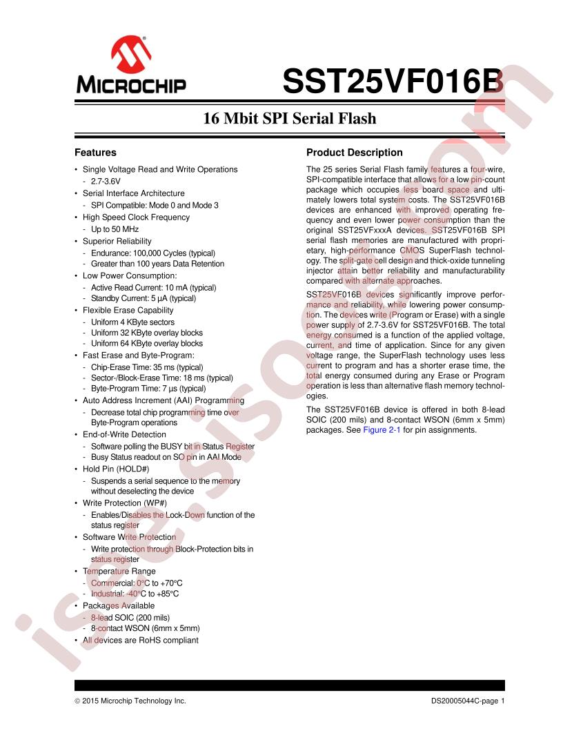 SST25VF016B Datasheet