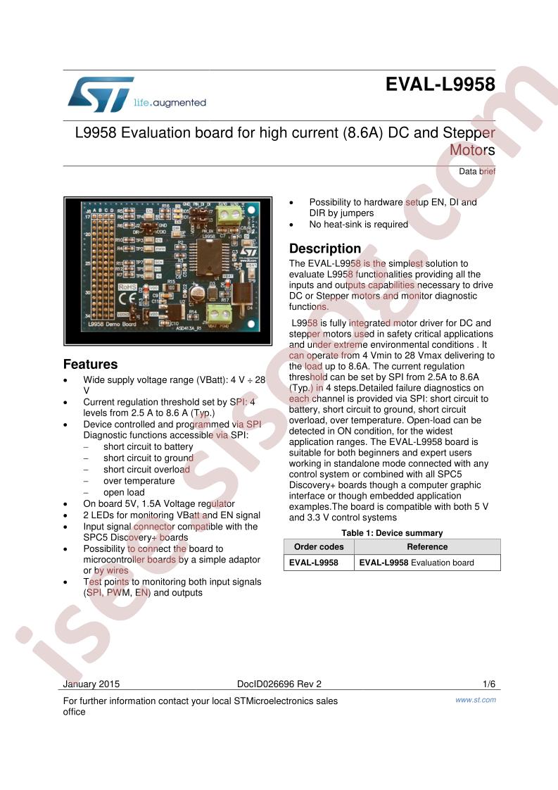 EVAL-L9958 Data Brief