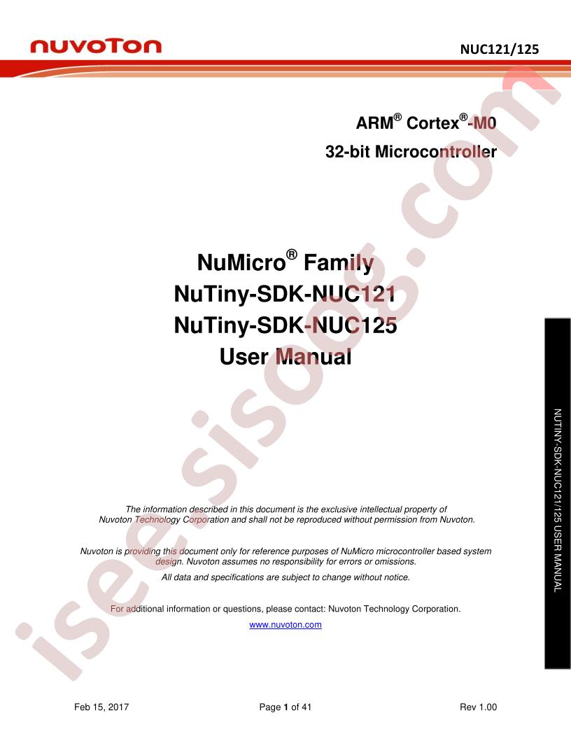 NUTINY-SDK-NUC121, 125 User Manual