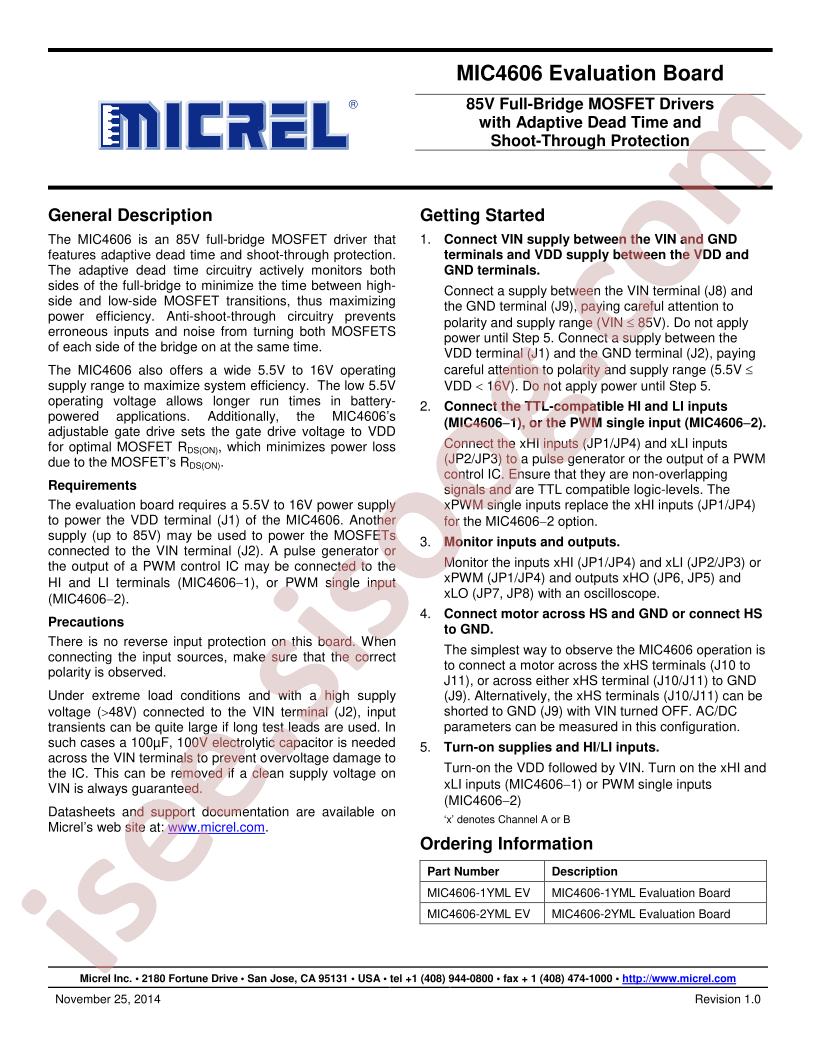 MIC4606 EVB Guide