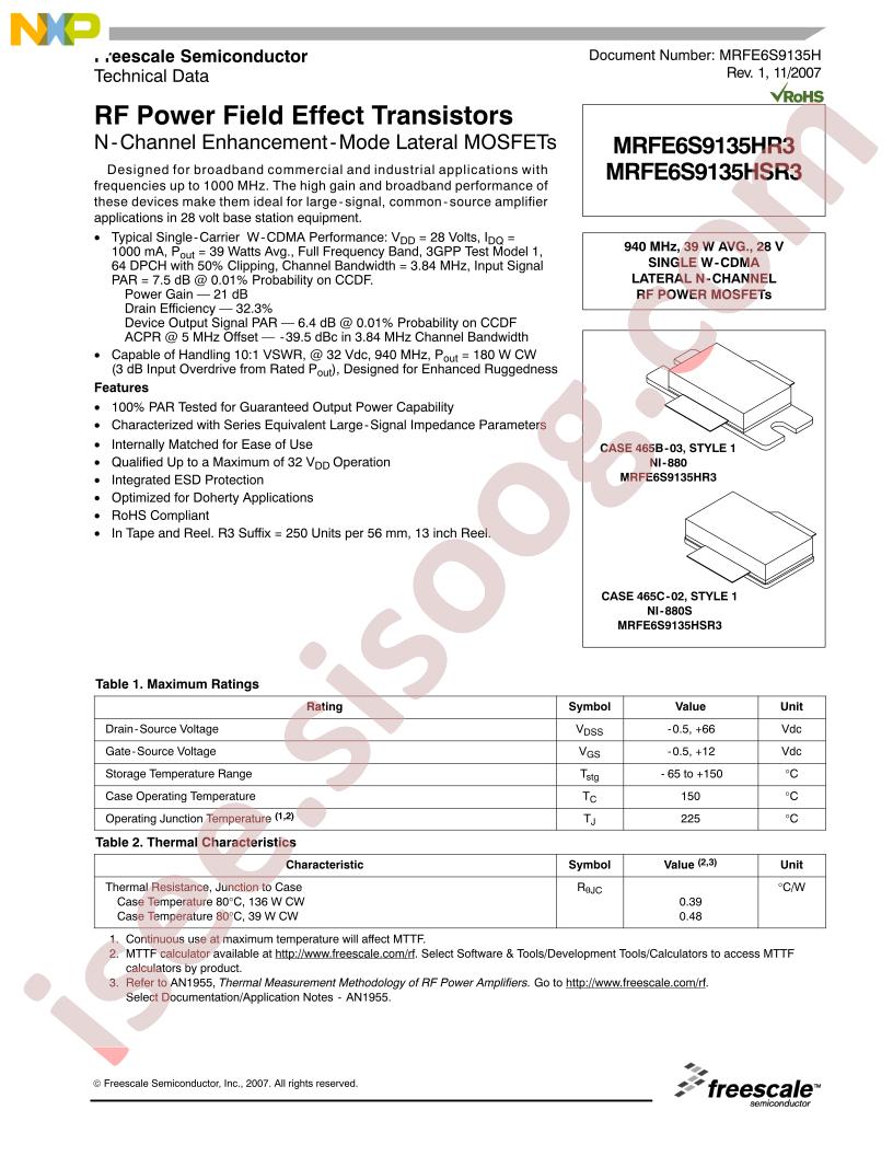 MRFE6S9135HR3/HSR3