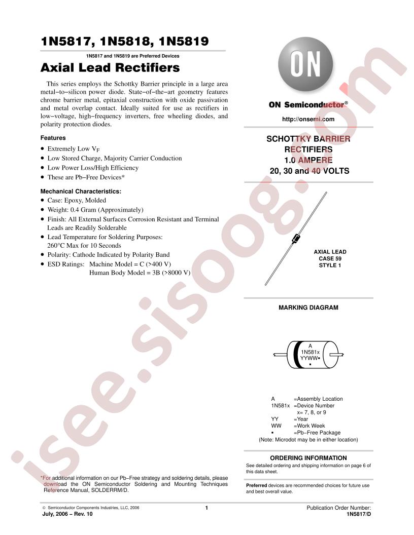 1N5817 - 19 Datasheet