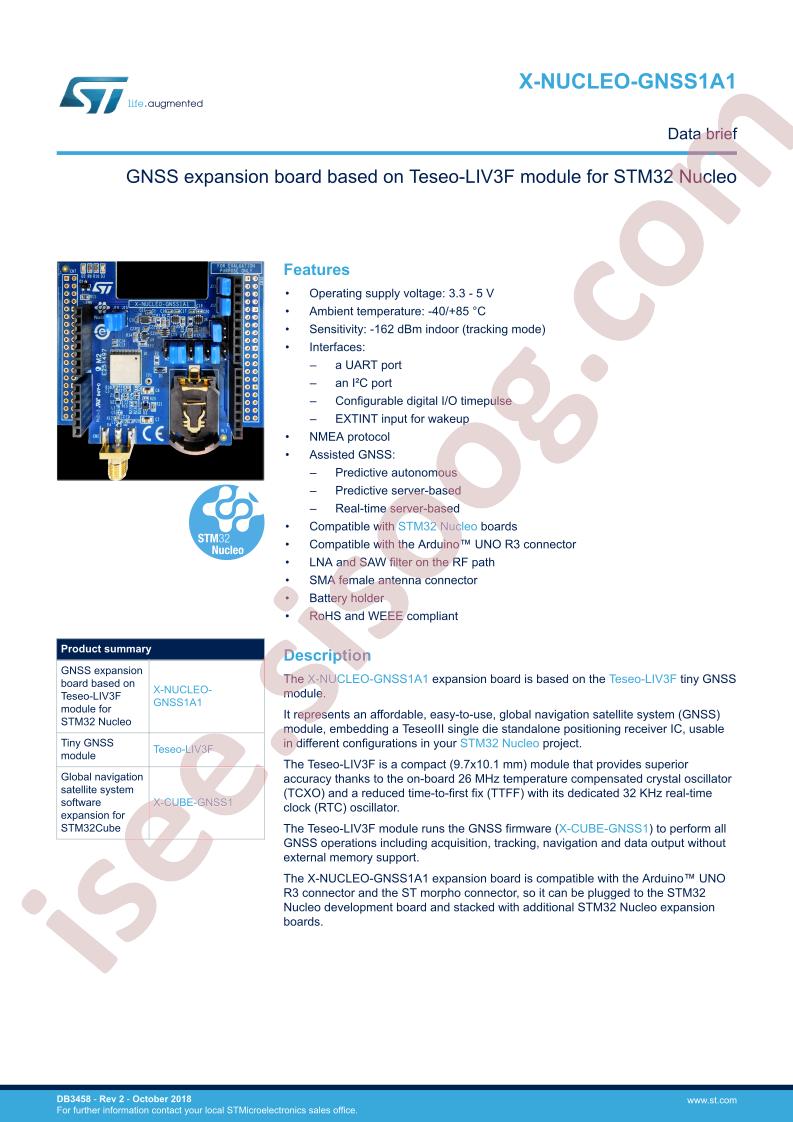 X-NUCLEO-GNSS1A1 Data Brief