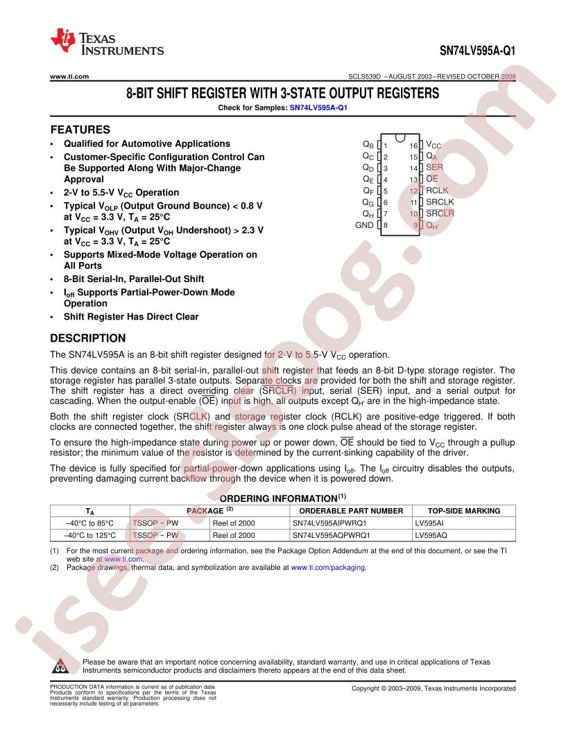 SN74LV595A-Q1