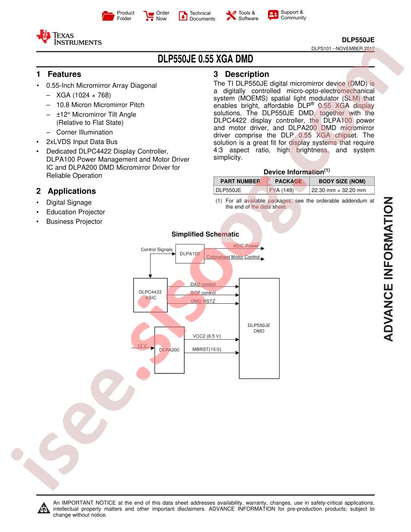 DLP550JE Datasheet