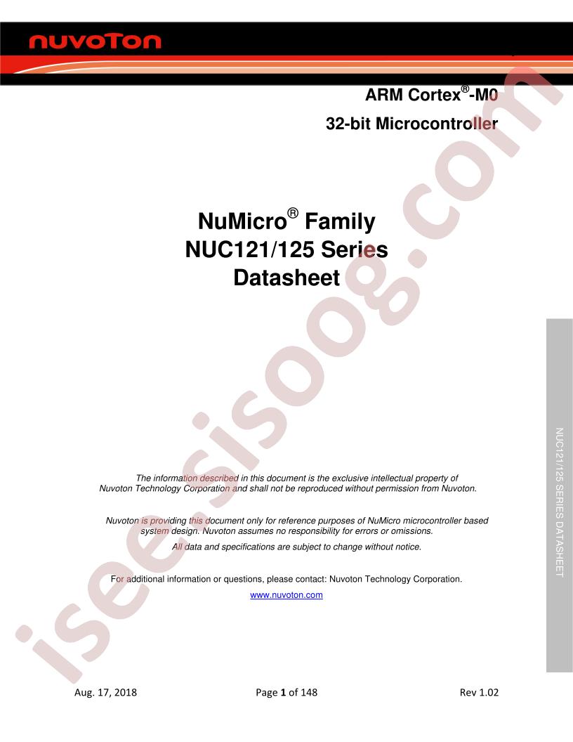 NUC121, NUC125 Datasheet