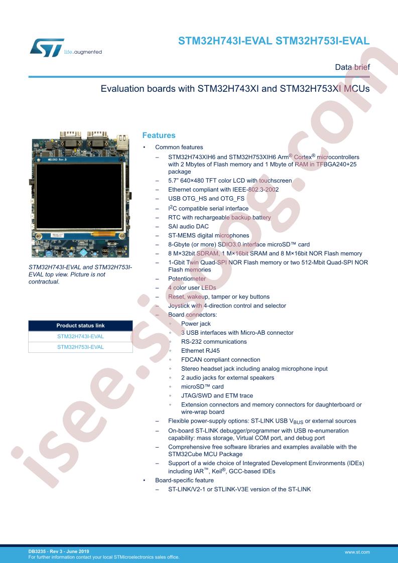 STM32H7x3I-EVAL Data Brief