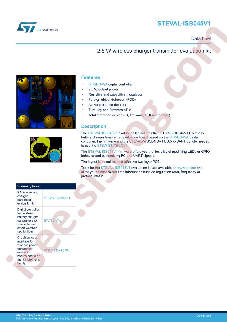 STEVAL-ISB045V1 Brief