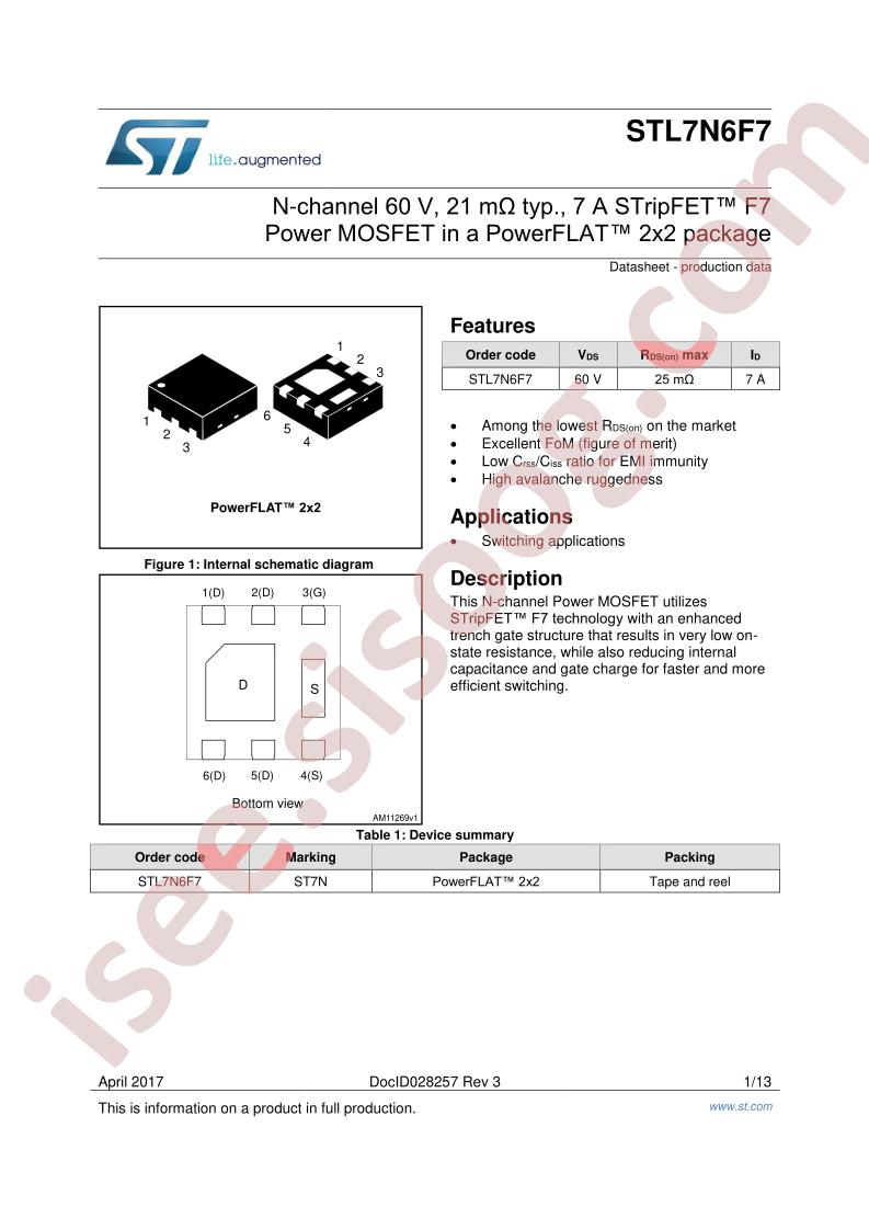 STL7N6F7 Datasheet