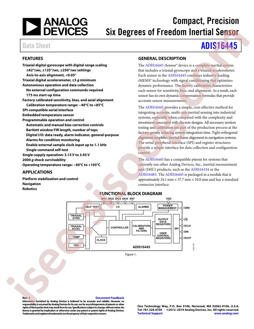 ADIS16445 Datasheet