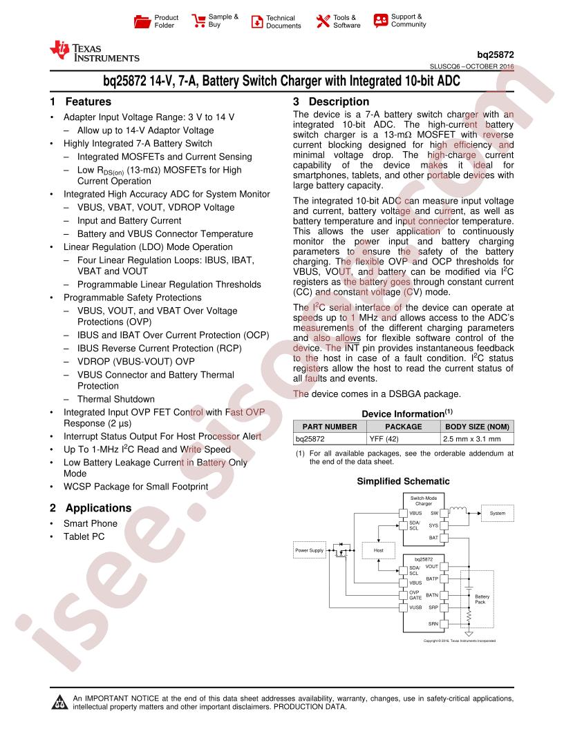 BQ25872 Datasheet