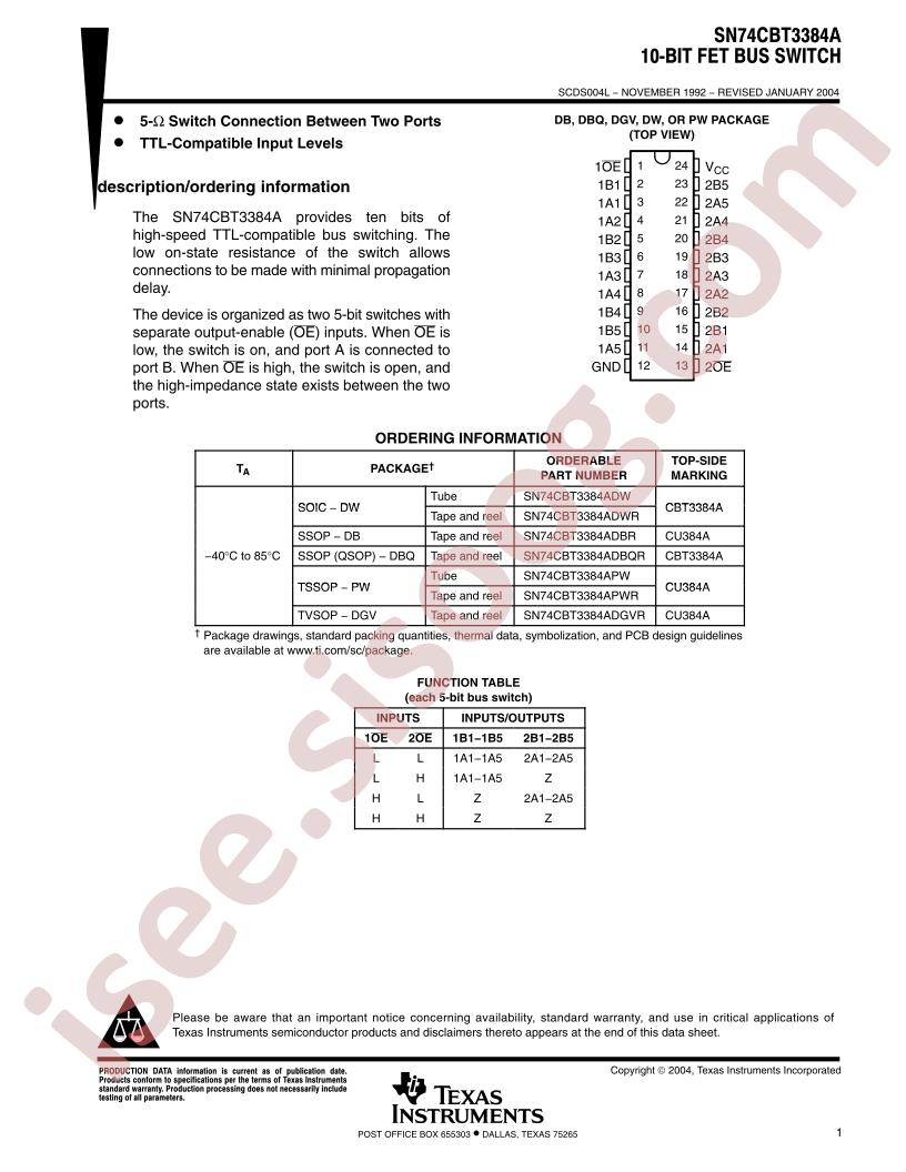 SN74CBT3384A Datasheet