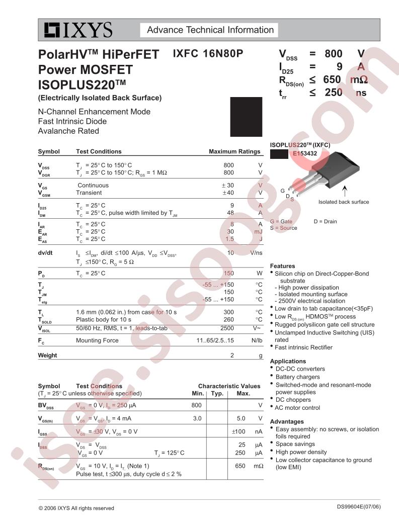 IXFC16N80P