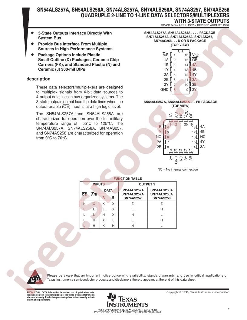 SN54/74(ALS,AS)258/57(A)