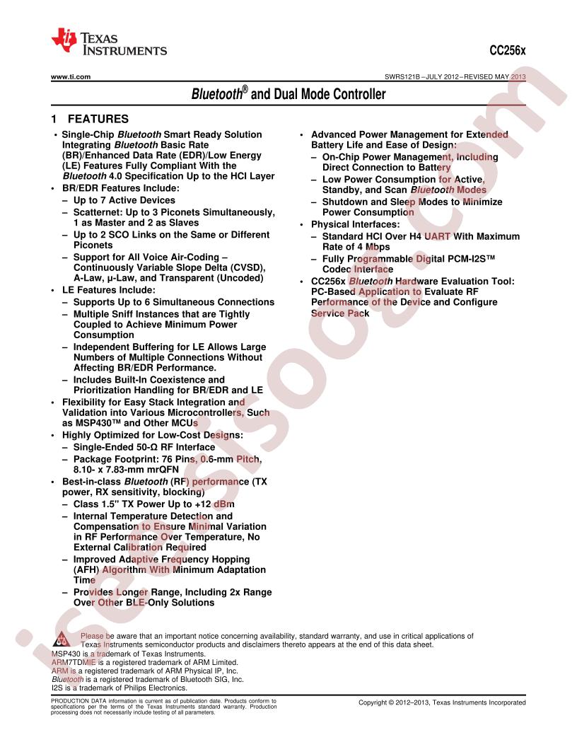 CC256x Datasheet