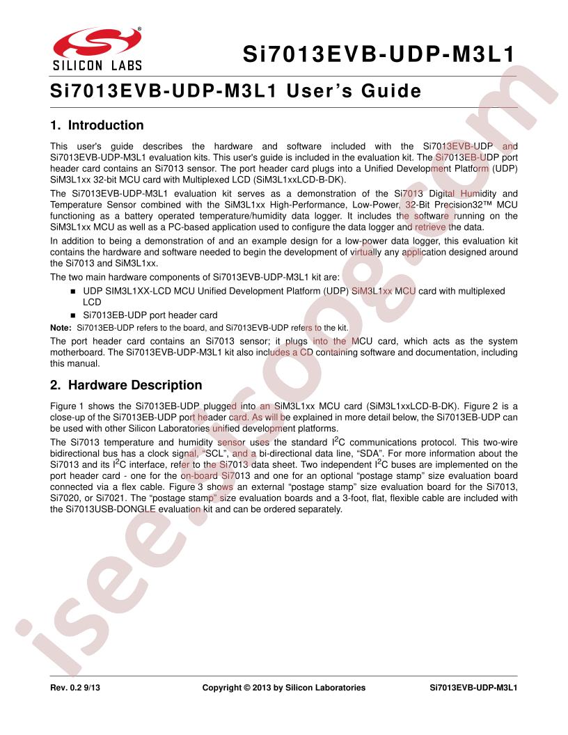 Si7013EVB-UDP-M3L1 Users Guide