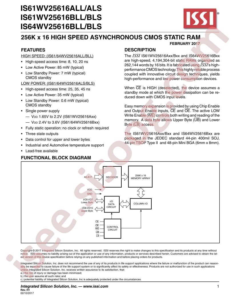 IS6(1,4)WV25616xLL/xLS