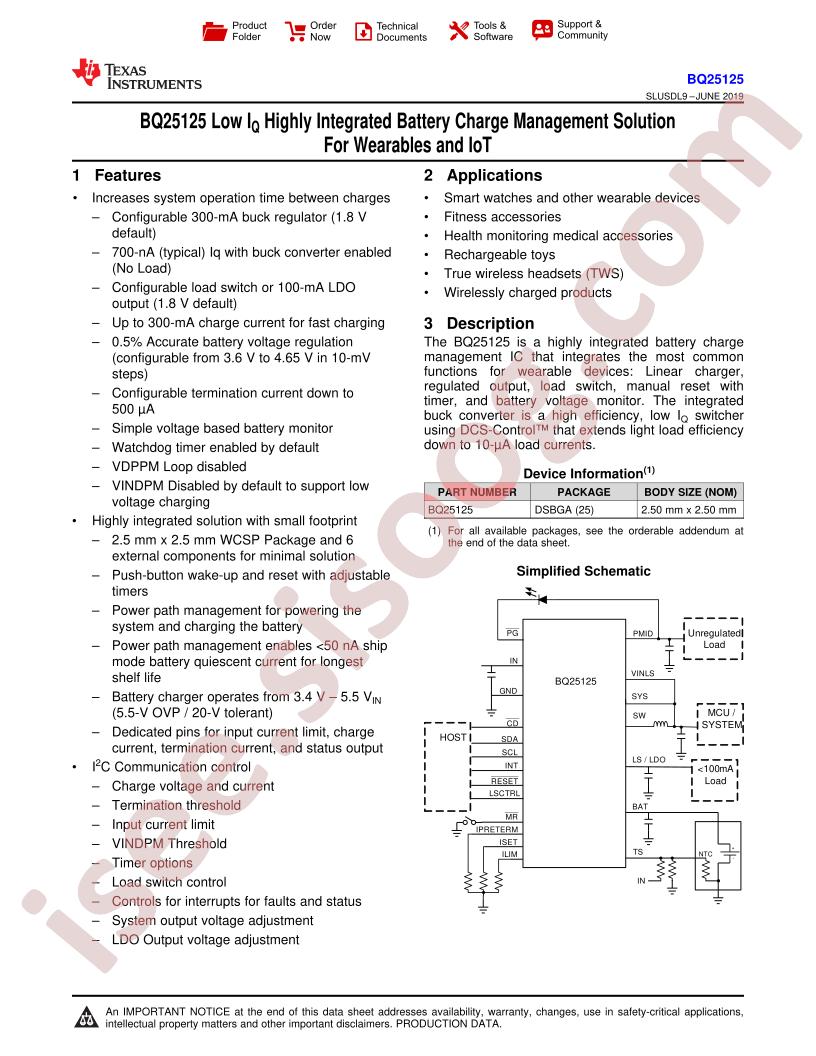 BQ25125 Datasheet
