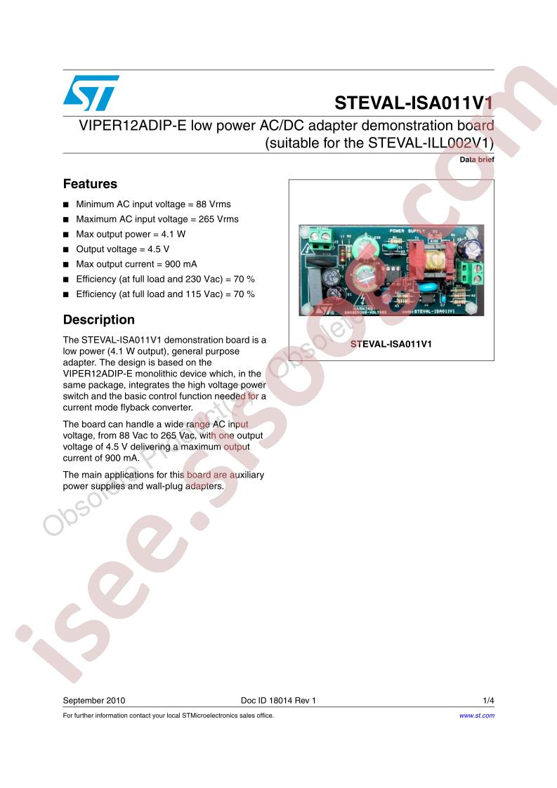 STEVAL-ISA011V1 Data Brief