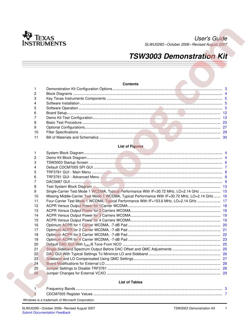 TSW3003 Demo Kit Guide