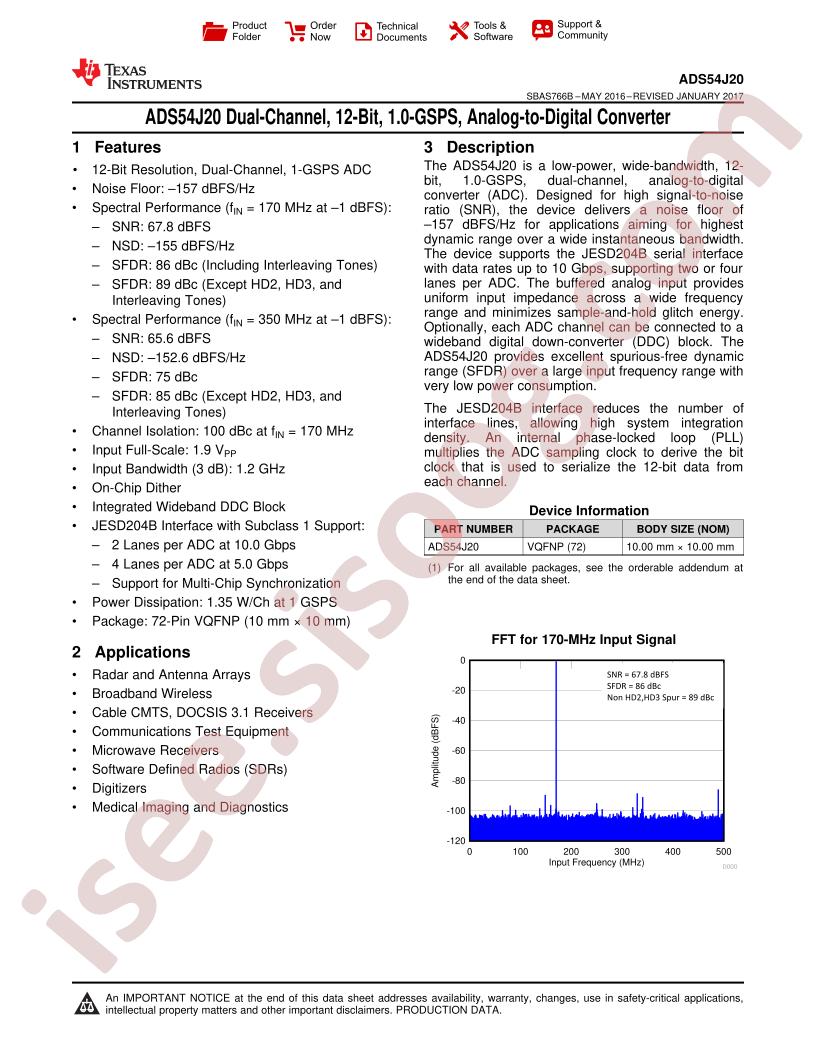 ADS54J20 Datasheet