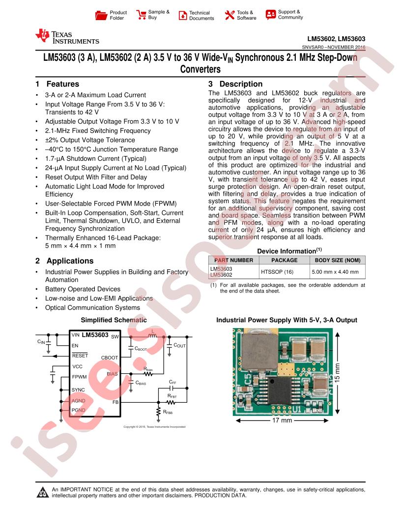 LM53602, LM53603 Datasheet