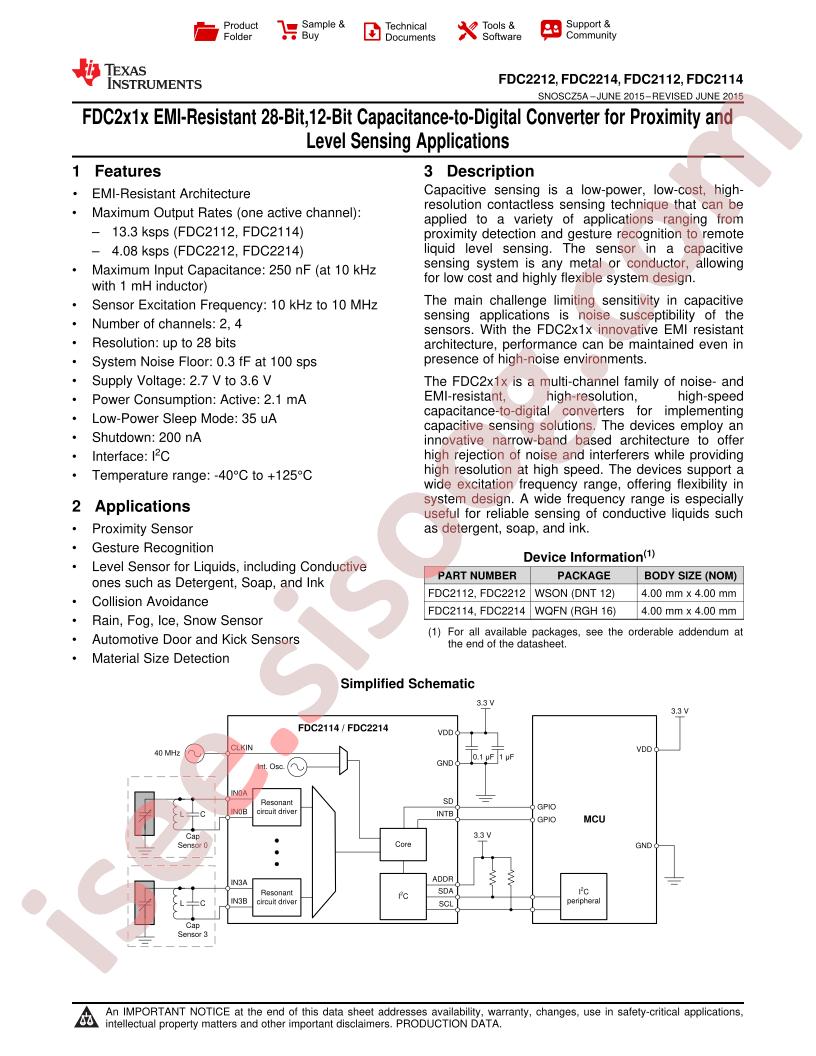 FDC2x1x Datasheet
