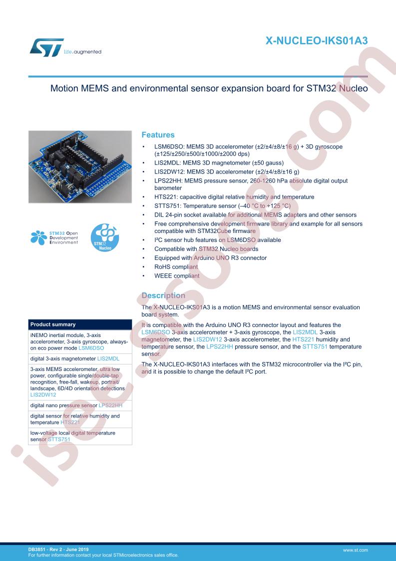 X-NUCLEO-IKS01A3 Data Brief