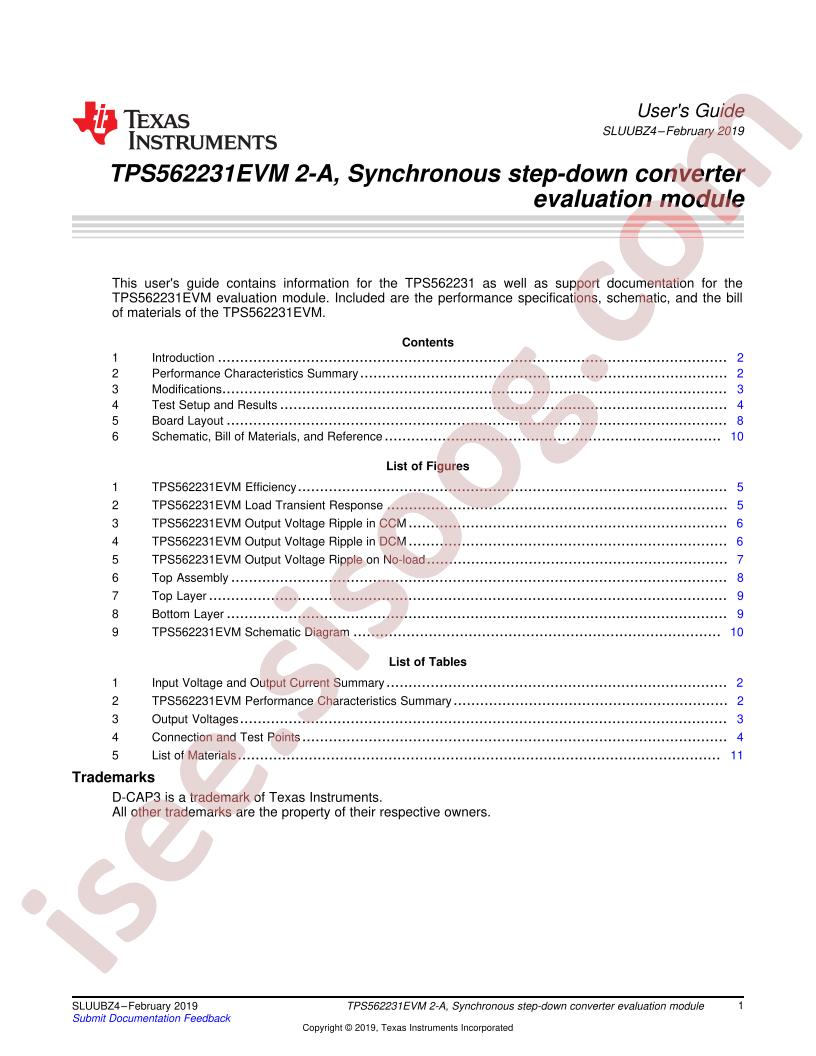 TPS562231EVM 2-A User Guide
