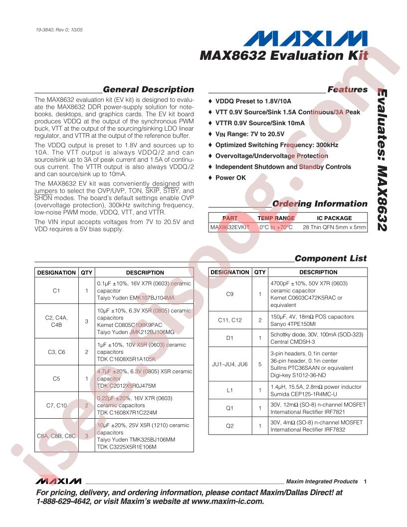 MAX8632 Eval Kit