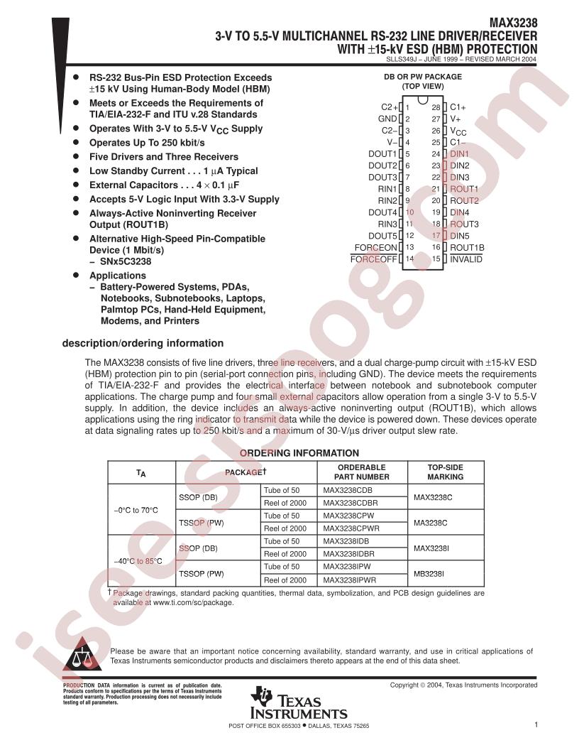 MAX3238 Datasheet
