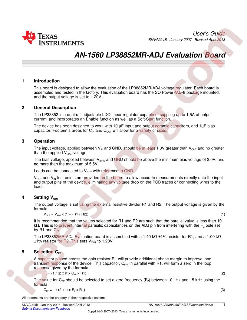 LP38852MR-ADJ Eval Board