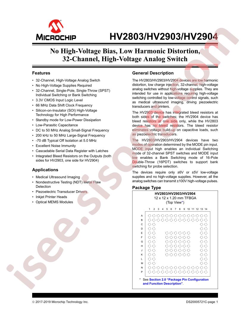 HV2803, HV2903, HV2904 Datasheet