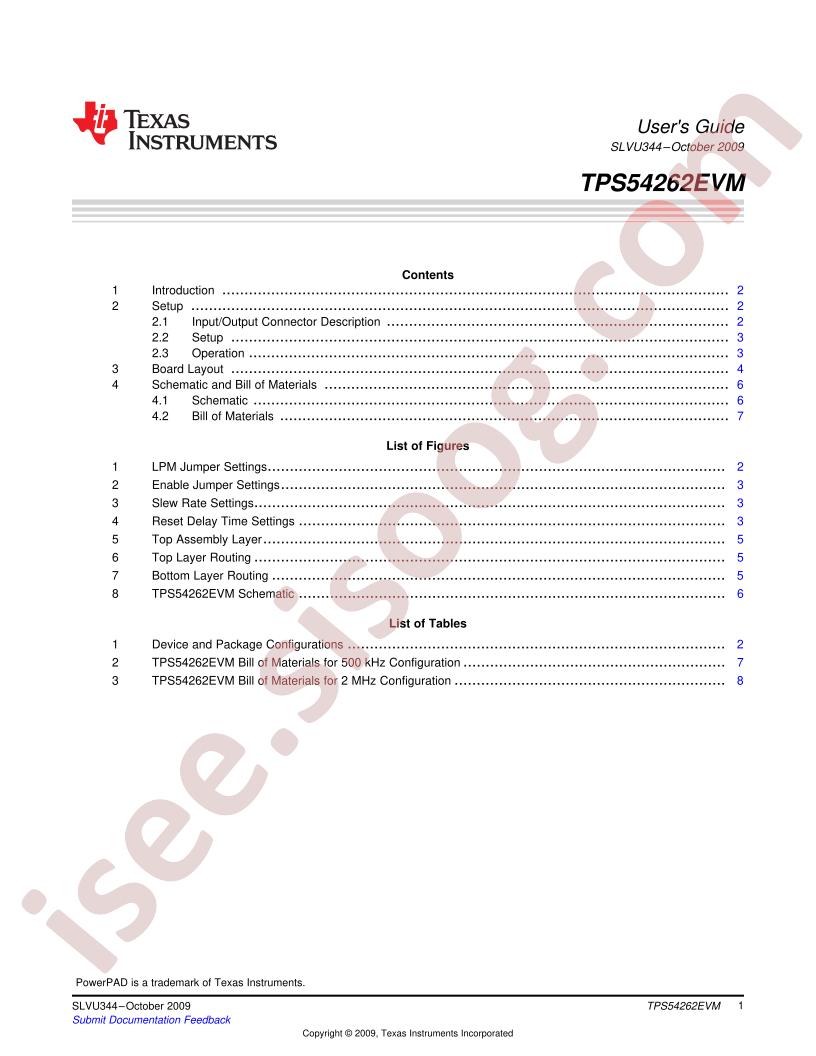 TPS54262EVM Guide