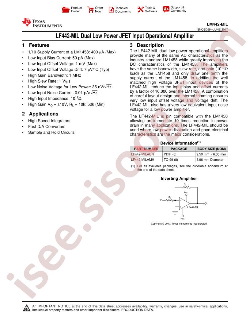 LF442 Datasheet