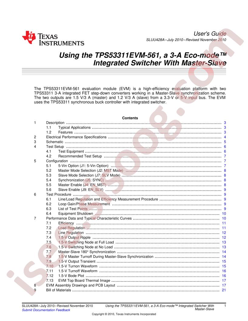 TPS53311EVM-561 User Guide