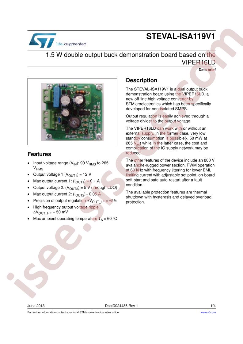 STEVAL-ISA119V1 Data Brief