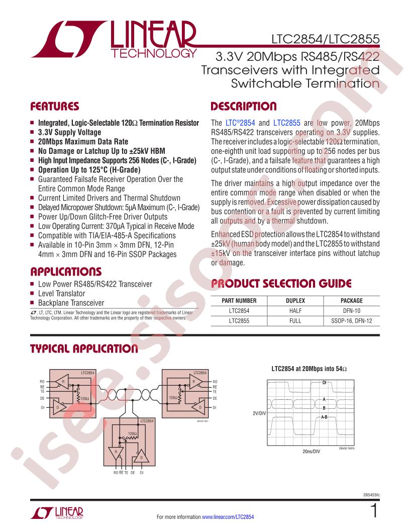 LTC2854, LTC2855 Datasheet