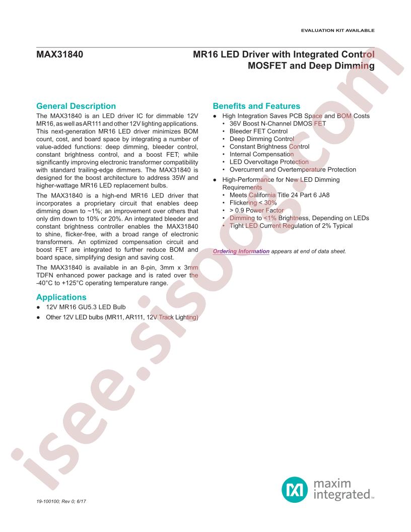 MAX31840 Datasheet