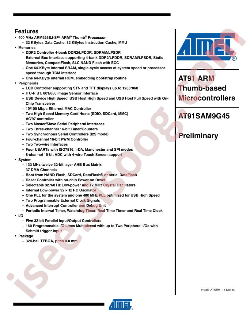 SAM9G45 Datasheet