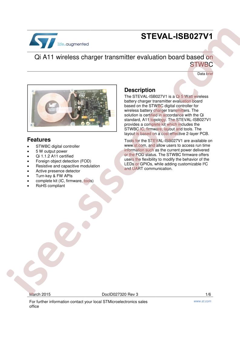 STEVAL-ISB027V1 Data Brief