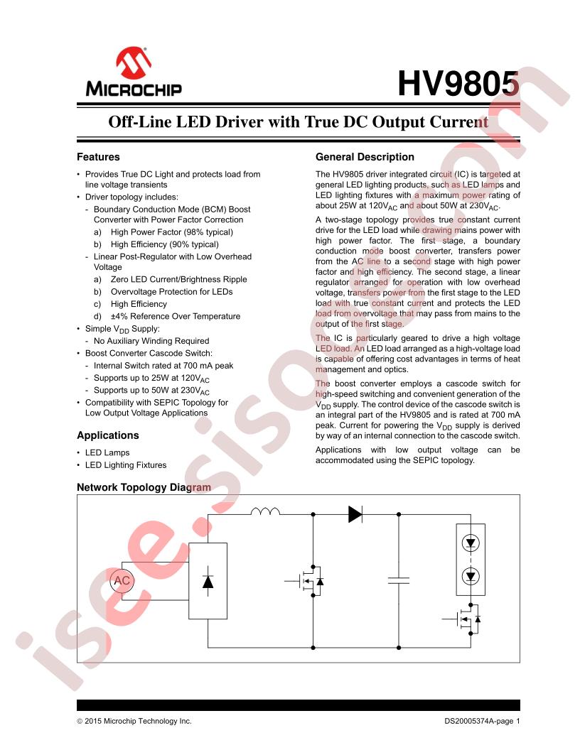 HV9805 Datasheet